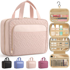 HOTOR Travel Toiletry Bag with hanging hook for easy access while traveling.