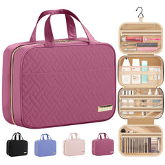 HOTOR Travel Toiletry Bag hanging on a towel rack for easy access