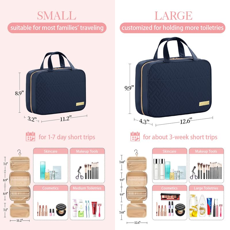 HOTOR travel toiletry bag multi-compartments keep items organized during travel.