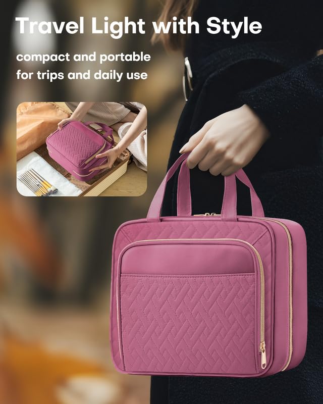 HOTOR travel toiletry bag reinforced zippers ensure smooth access on the go