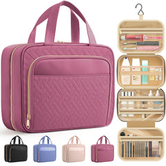 HOTOR travel toiletry bag rosewood pink hanging hook ready for hotel stays with easy access