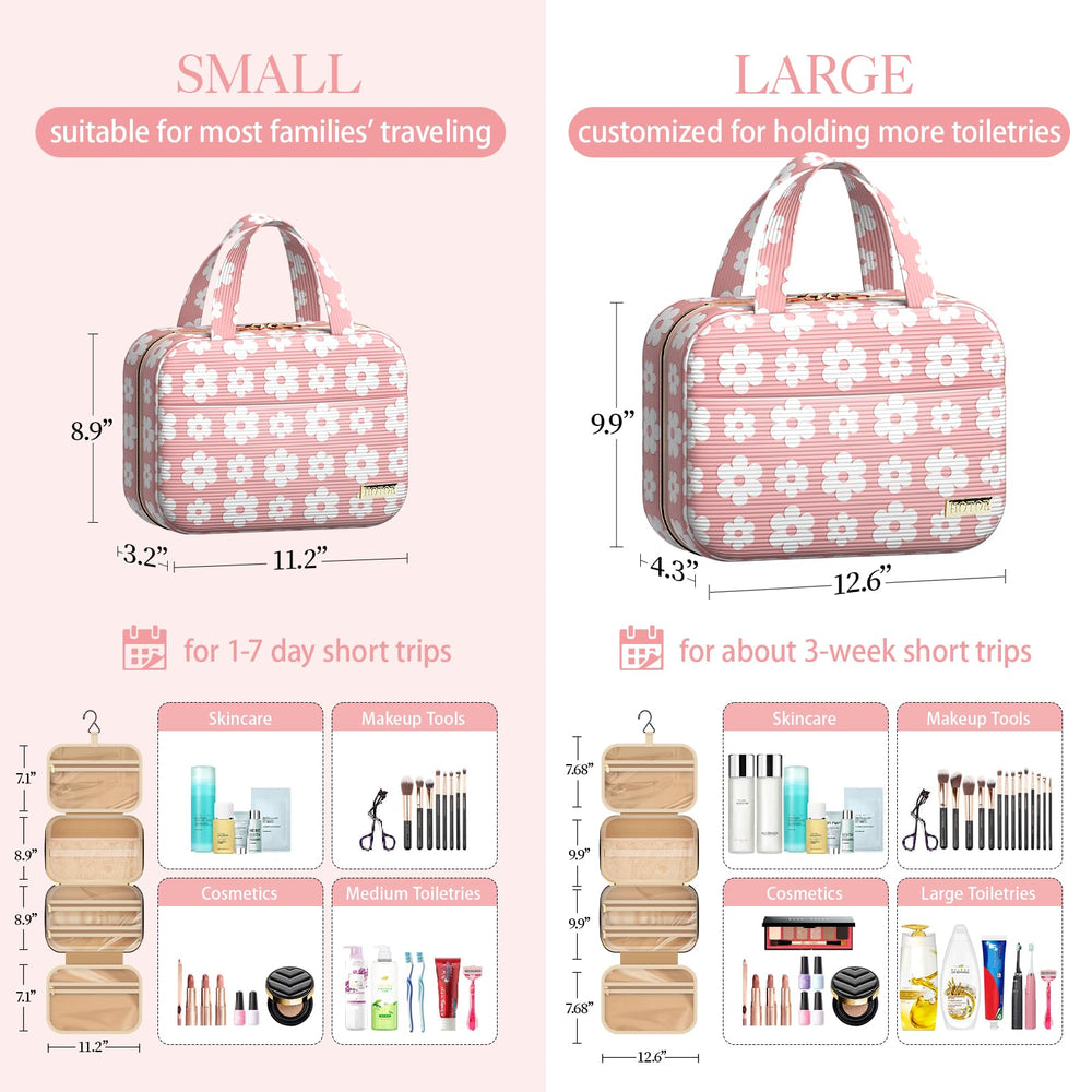 HOTOR toiletry bag featuring spacious compartments and waterproof pockets for organization.