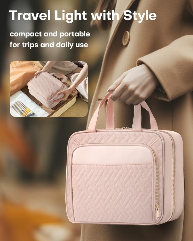 HOTOR Travel Toiletry Bag top handle enables quick grab-and-go access on the move.