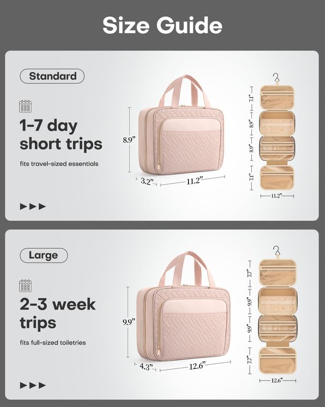 HOTOR Travel Toiletry Bag highlights transparent pockets for quick item visibility and access.