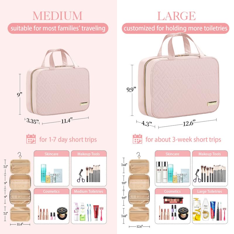 HOTOR Travel Toiletry Bag waterproof pockets keep wet items separated on trips.