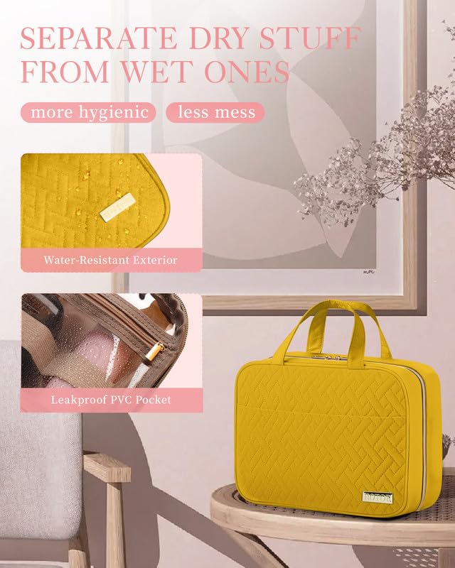 HOTOR waterproof pockets in yellow bag keep liquids separated during travel
