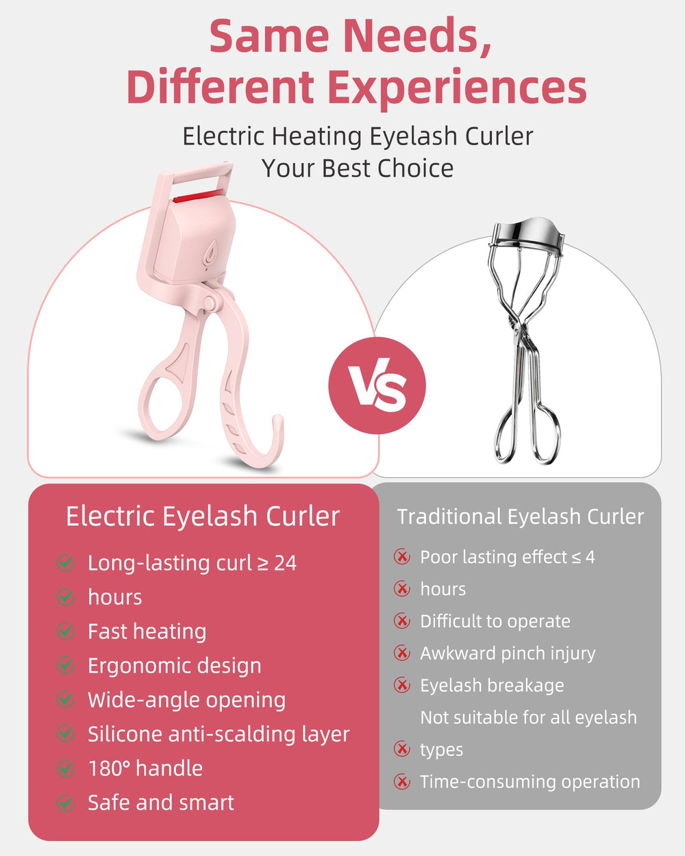 HOTRYEE heated eyelash curler pink makeup bag travel ready for on-the-go glam