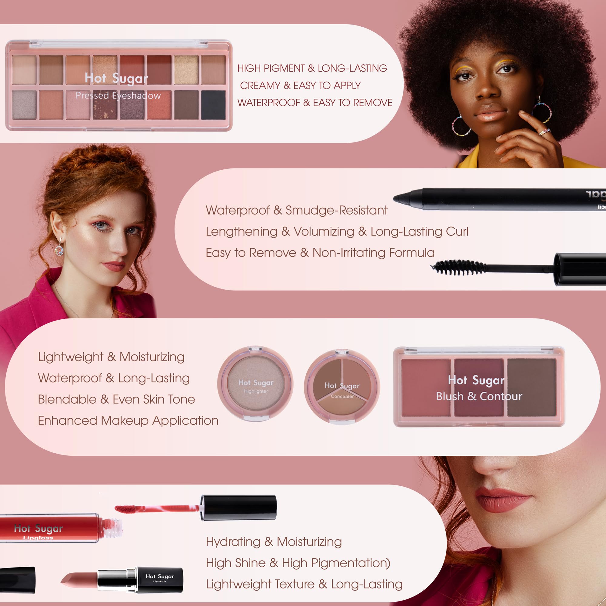 Hot Sugar highlighter concealer palette pink for radiant skin options