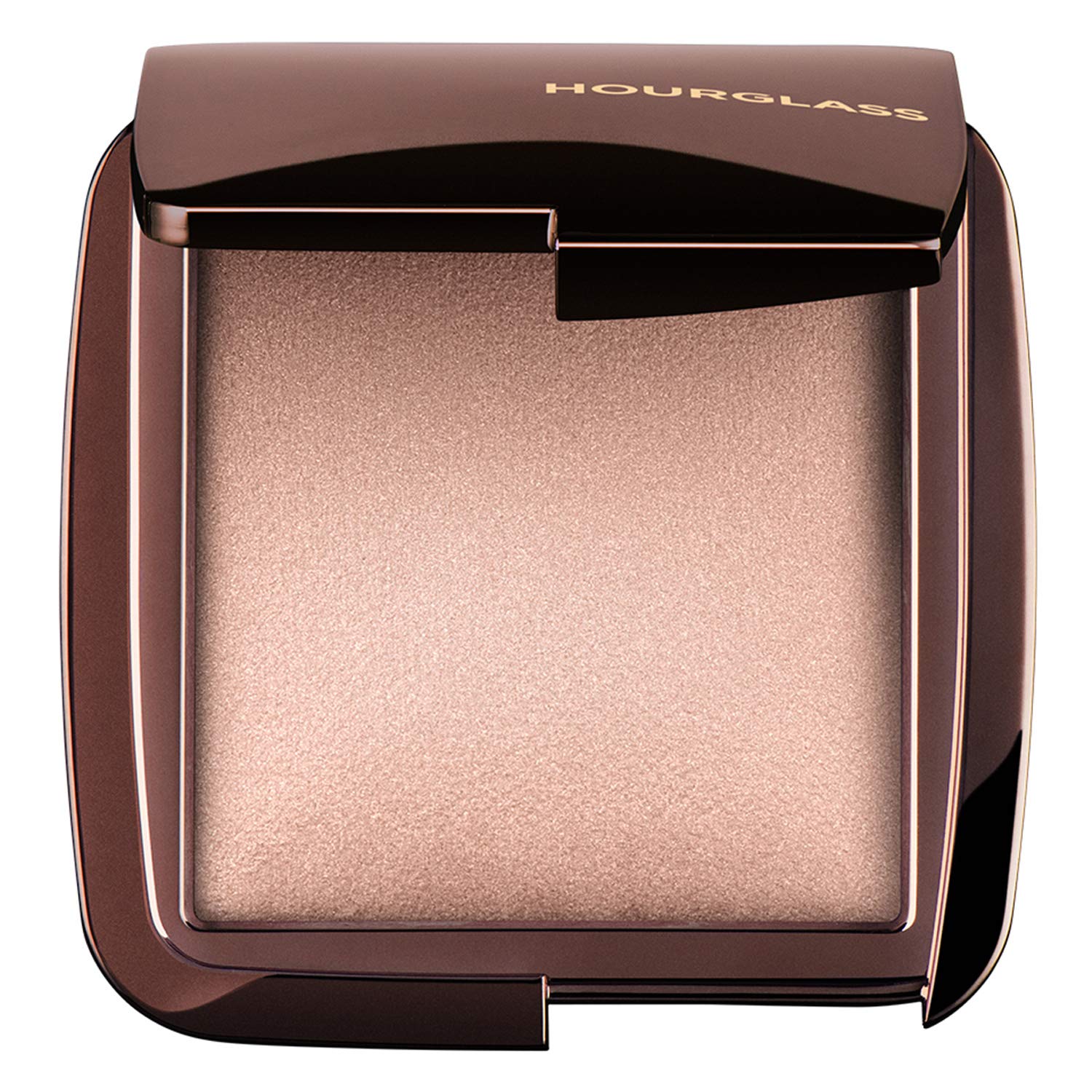 Hourglass Ambient Lighting Powder in Luminous Light on compact shows a diffused glow for camera-ready skin