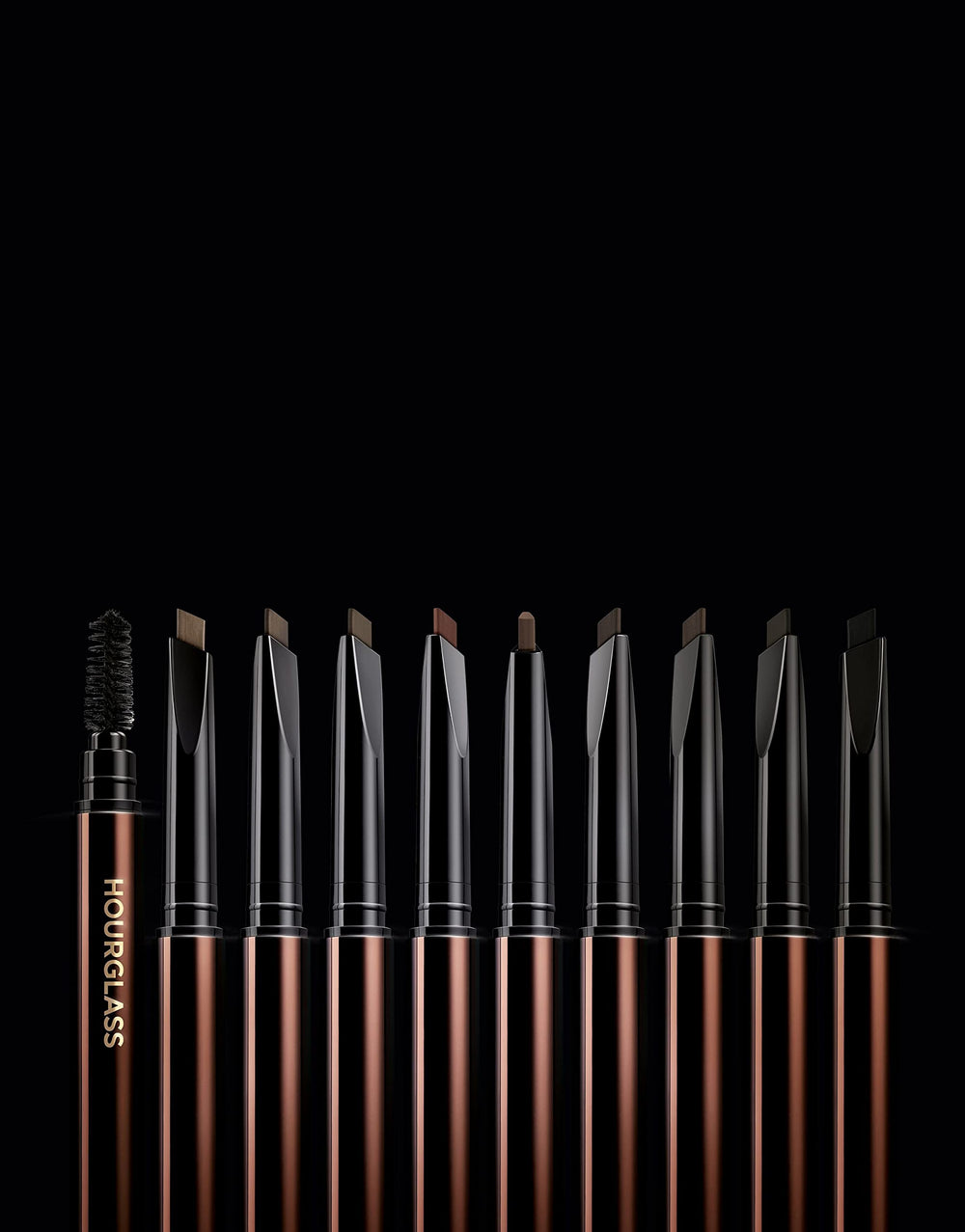 Hourglass Arch Brow Sculpting Pencil Blonde brush-blend, highlighting dual-ended spoolie for finished polish.