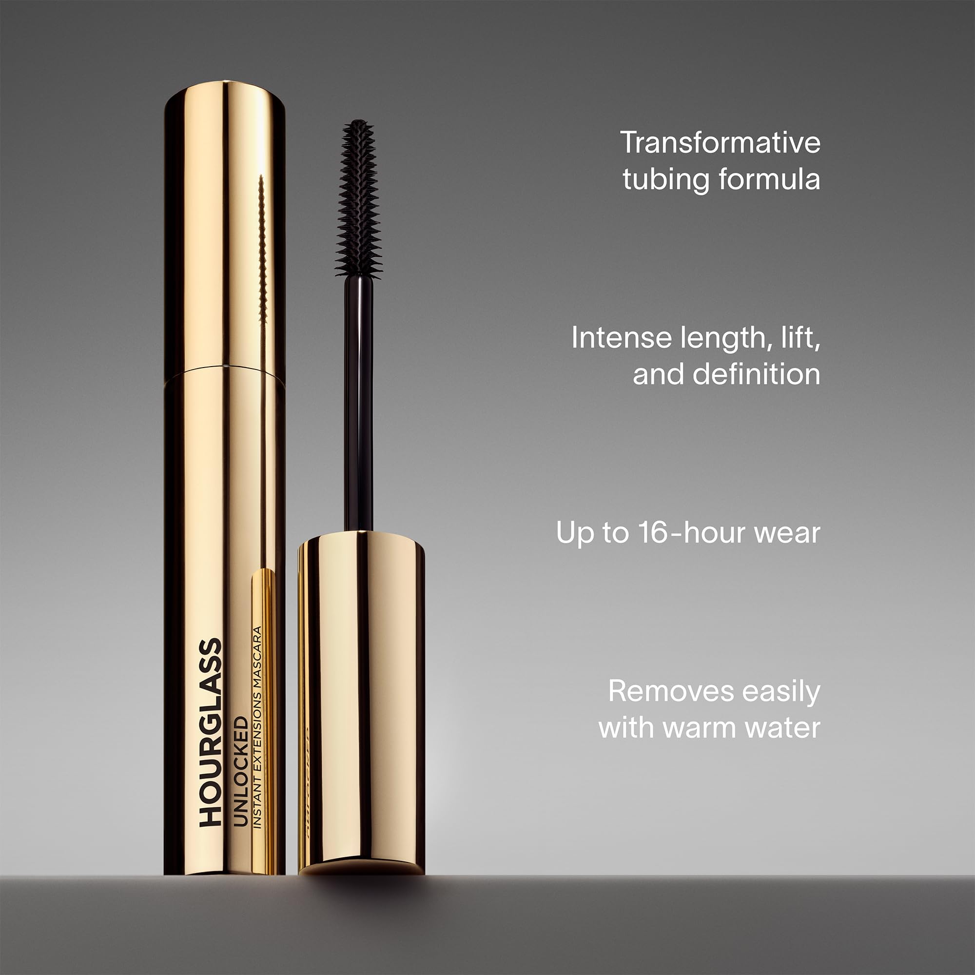 Hourglass Unlocked dramatic-length look for natural or bold eye makeup.