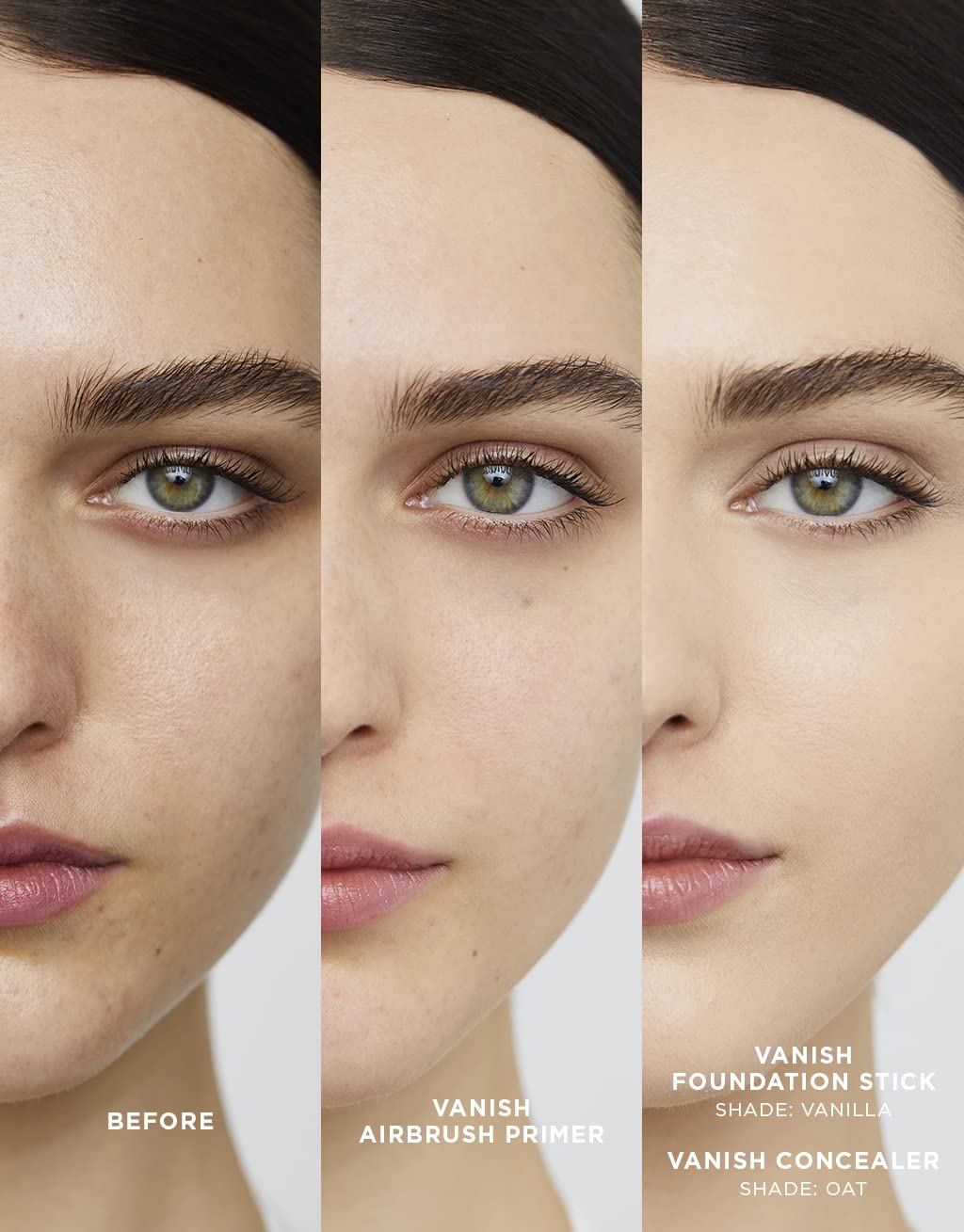 Hourglass Vanish Airbrush Primer application swatch demonstrates smoothing and radiance
