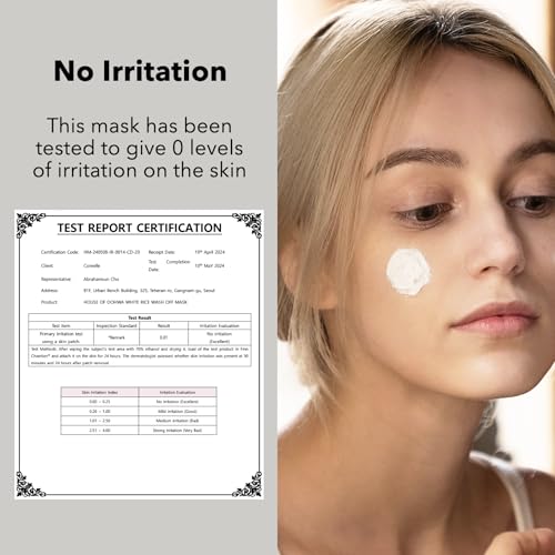 House of Dohwa White Rice Mask real rice grains visible in creamy formula for mild exfoliation.