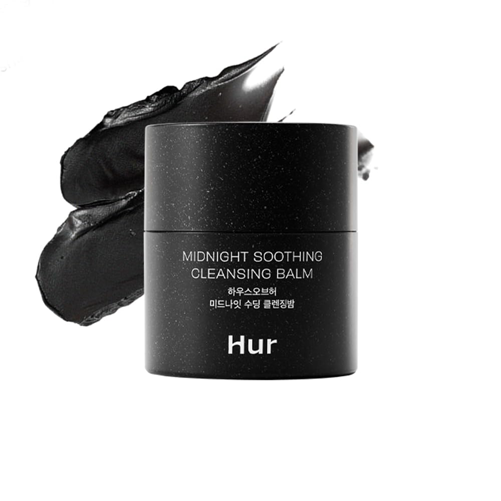 House of Hur Midnight Cleansing Balm jar close-up shows creamy texture for soothing nighttime skincare.