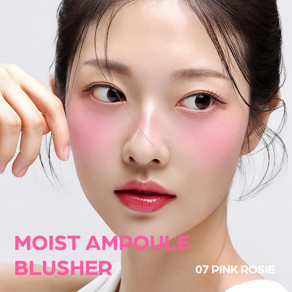 House of Hur Moist Ampoule Blusher finger application demonstrates buildable color.