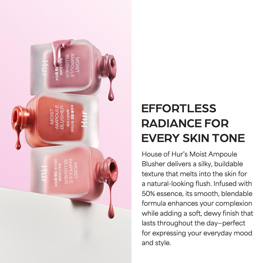 House of Hur Moist Ampoule Blusher on cheek delivers dewy finish and soft radiance.