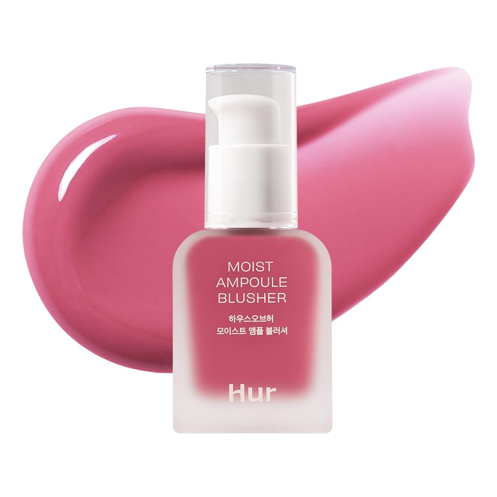 House of Hur Moist Ampoule Blusher packaging Pink Rosie shade highlights premium bottle for dewy glow.