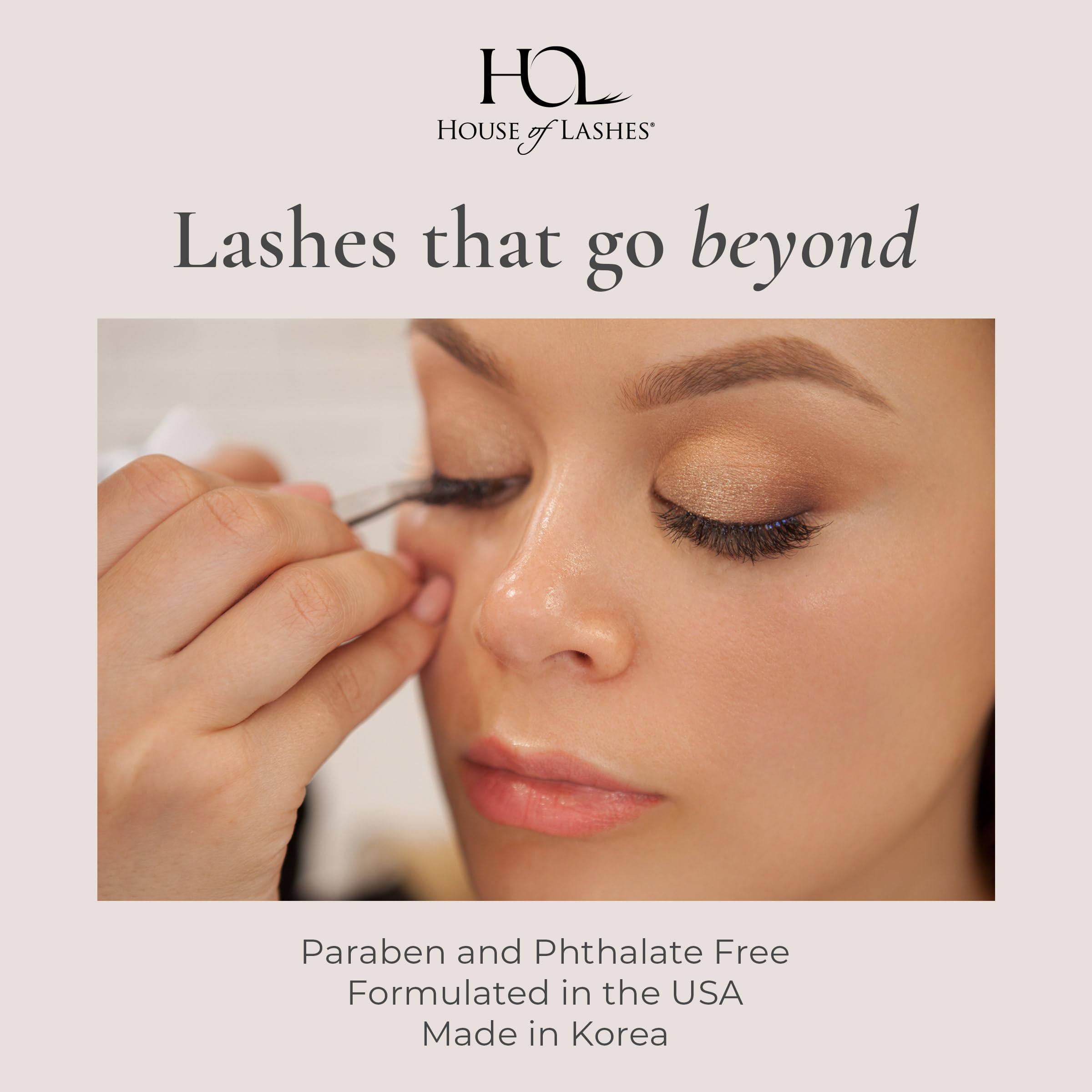 House of Lashes cruelty-free lash glue developed in USA and Korea supports safe, ethical wear