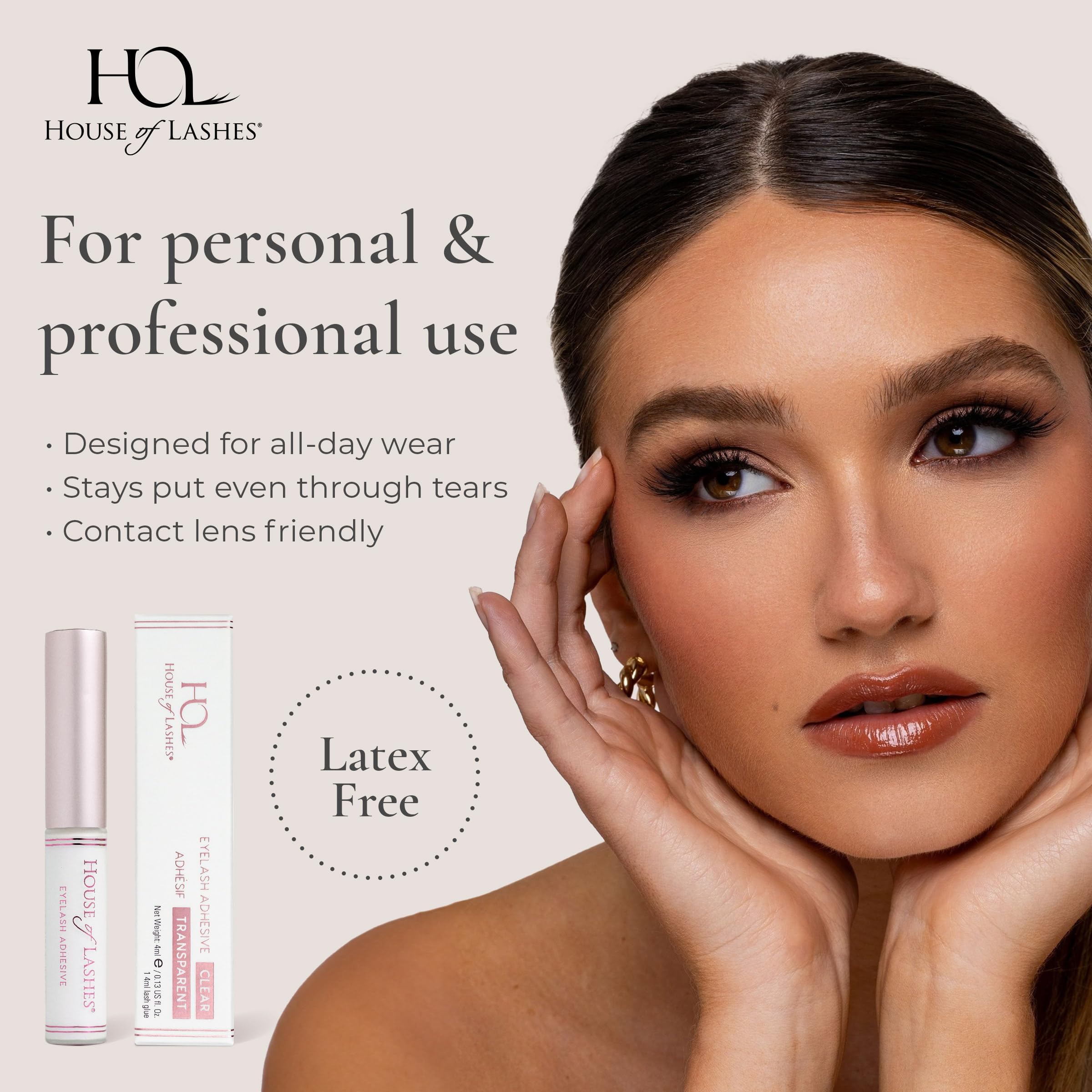 House of Lashes eyelash glue water-resistant formula protects lashes through tears and humidity