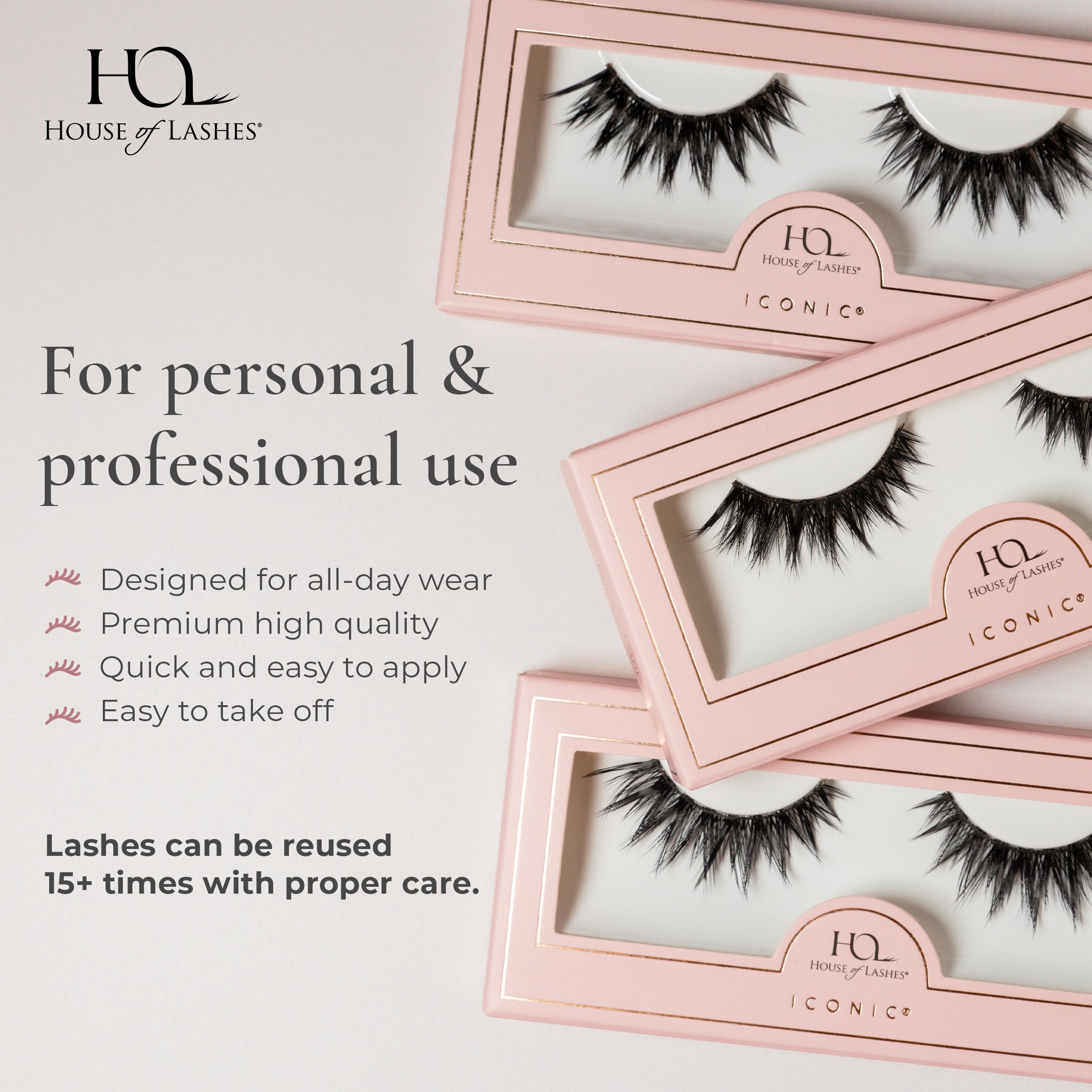 House of Lashes Iconic lashes premium cruelty-free faux mink blend for seamless lash.