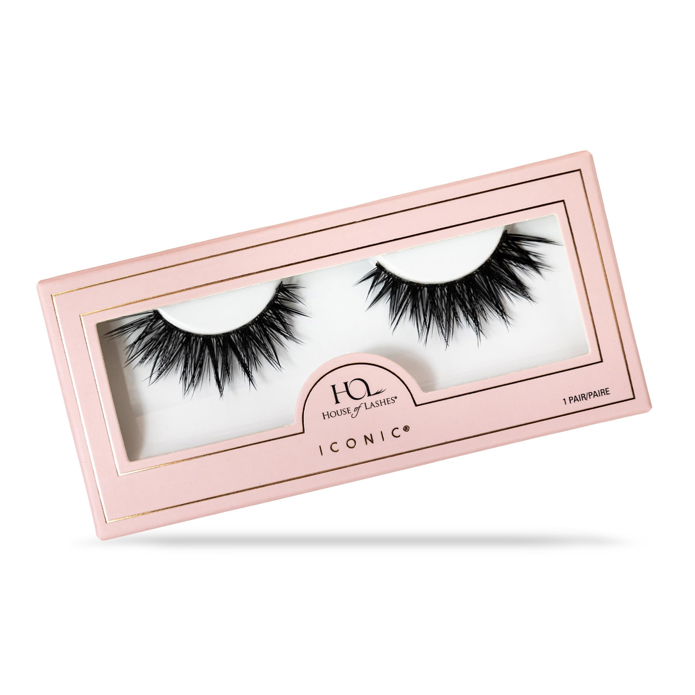 House of Lashes Iconic lashes with flared-3d-fibers for dramatic volume.