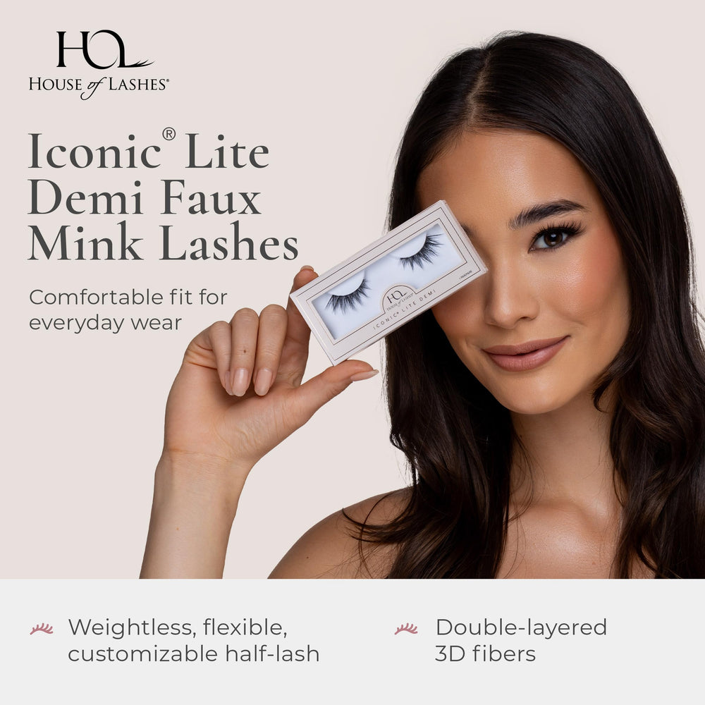 House of Lashes Iconic Lite Demi cotton-band close view for comfortable all-day wear.