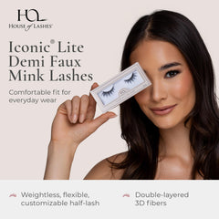 House of Lashes Iconic Lite Demi cotton-band close view for comfortable all-day wear.