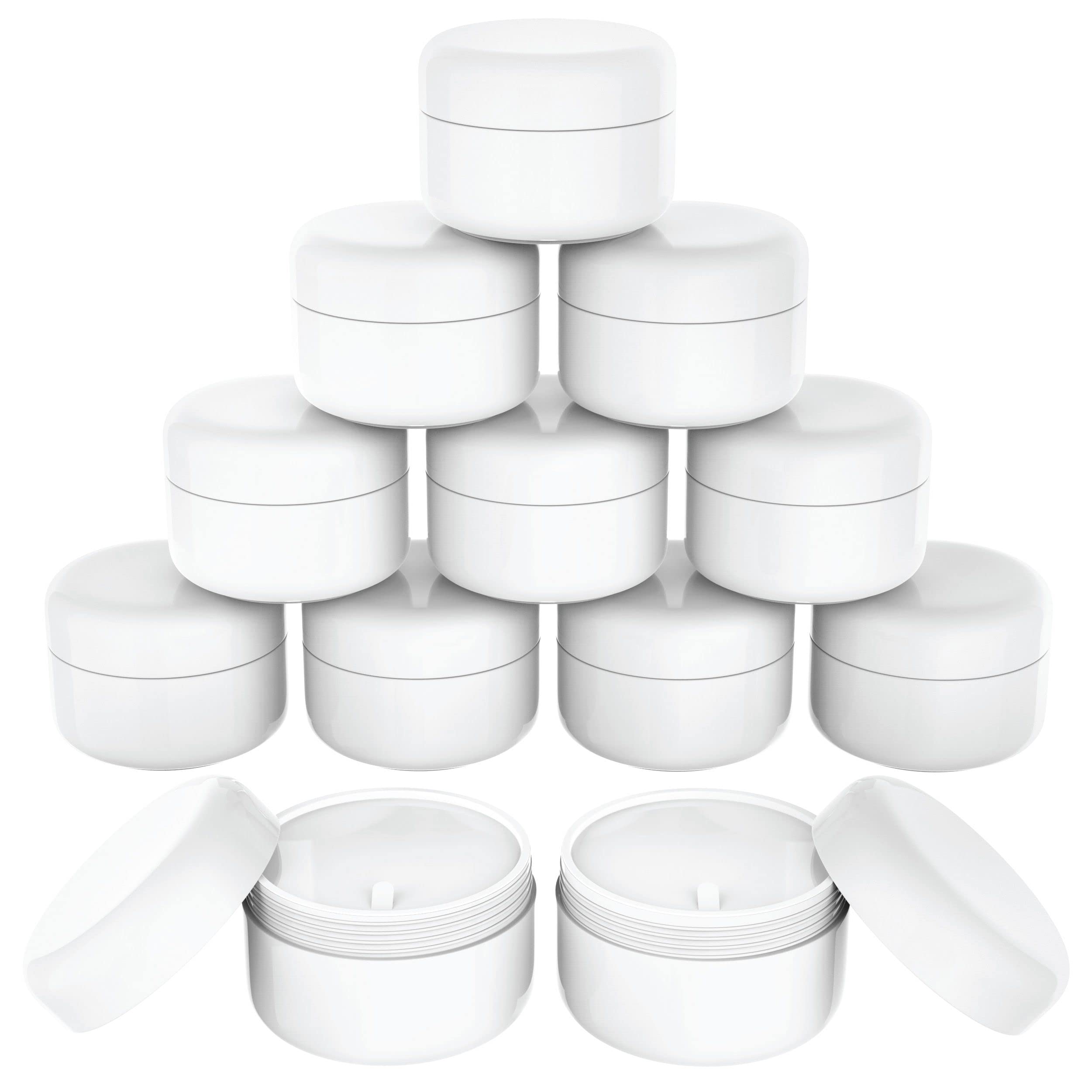 Houseables lotion jars with lids and cap provide secure storage for creams and cosmetics.