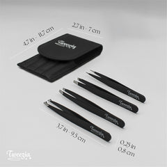 Houseify TWEEZIA slanted tweezer close-up emphasizes efficient hair removal with angled tip.