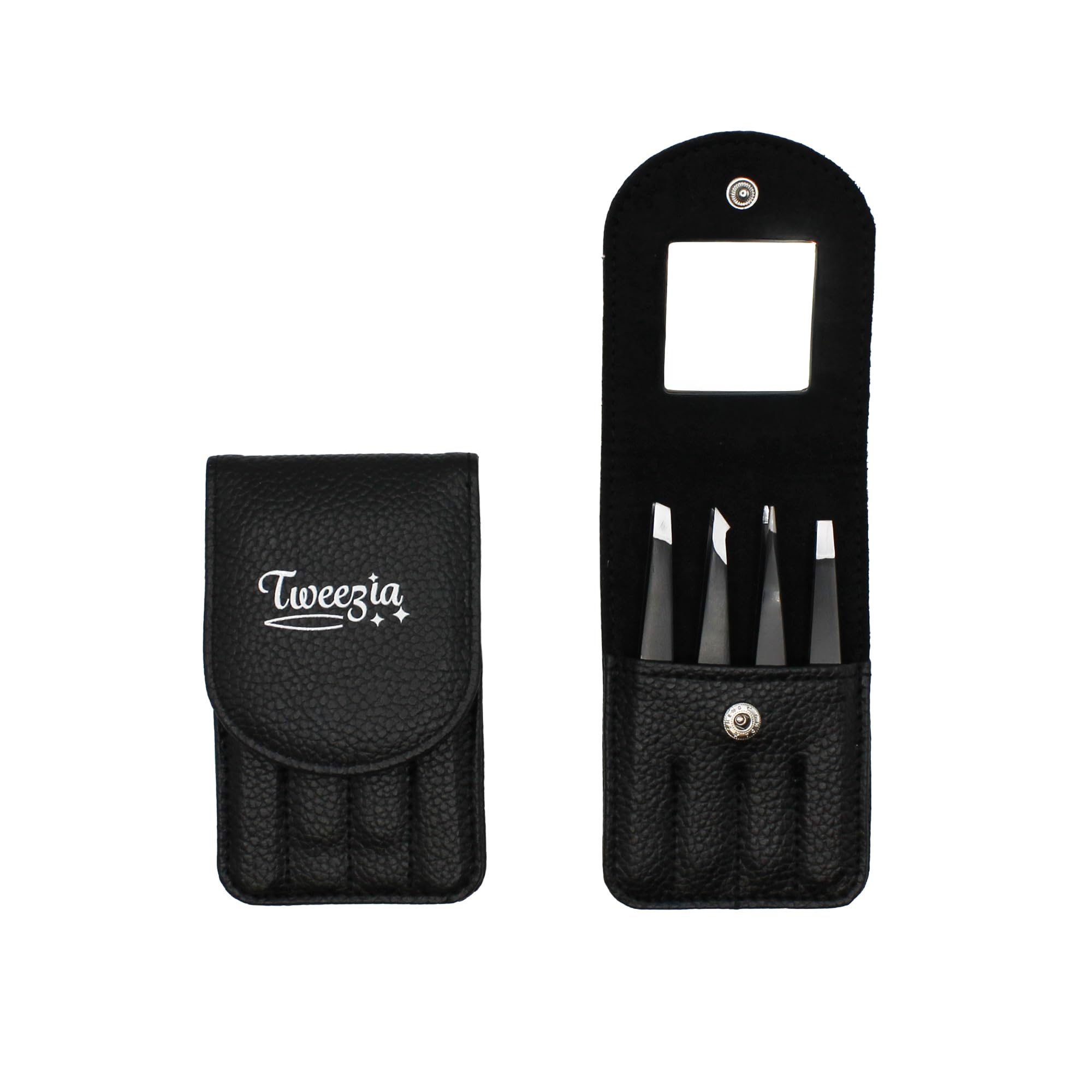 Houseify TWEEZIA tweezer set with case and mirror enables portable grooming on the go.