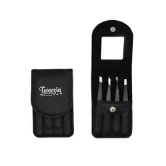 Houseify TWEEZIA tweezer set with case and mirror enables portable grooming on the go.