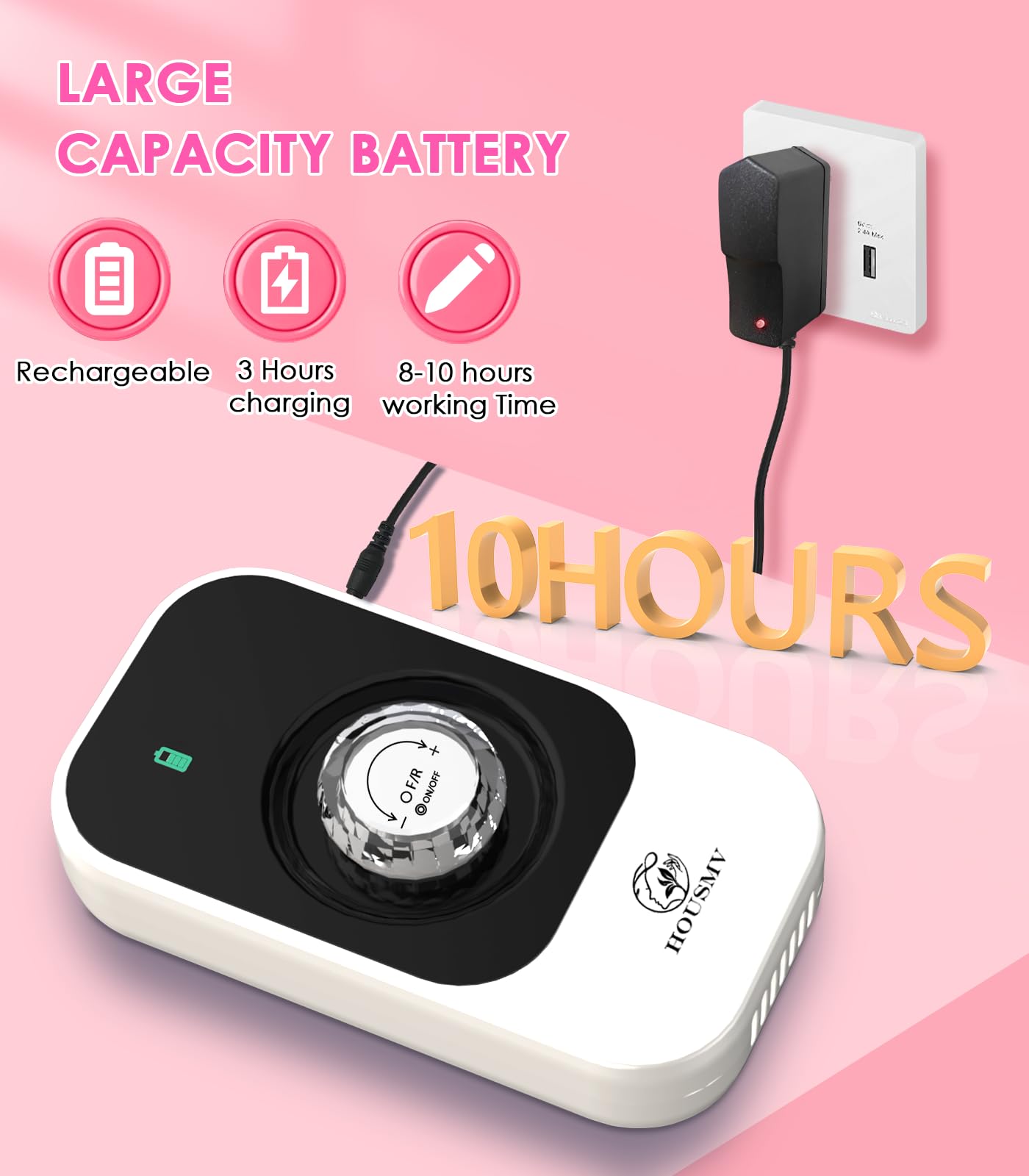 HOUSMV nail drill motor ventilation highlights smooth operation at 40,000 RPM with cool performance