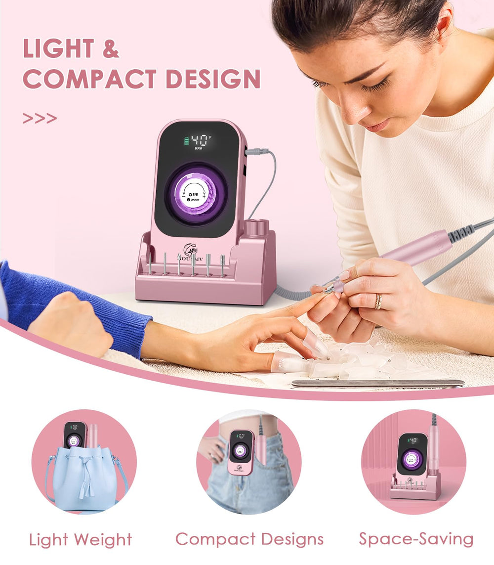 HOUSMV portable nail drill forward/reverse for left- or right-handed use