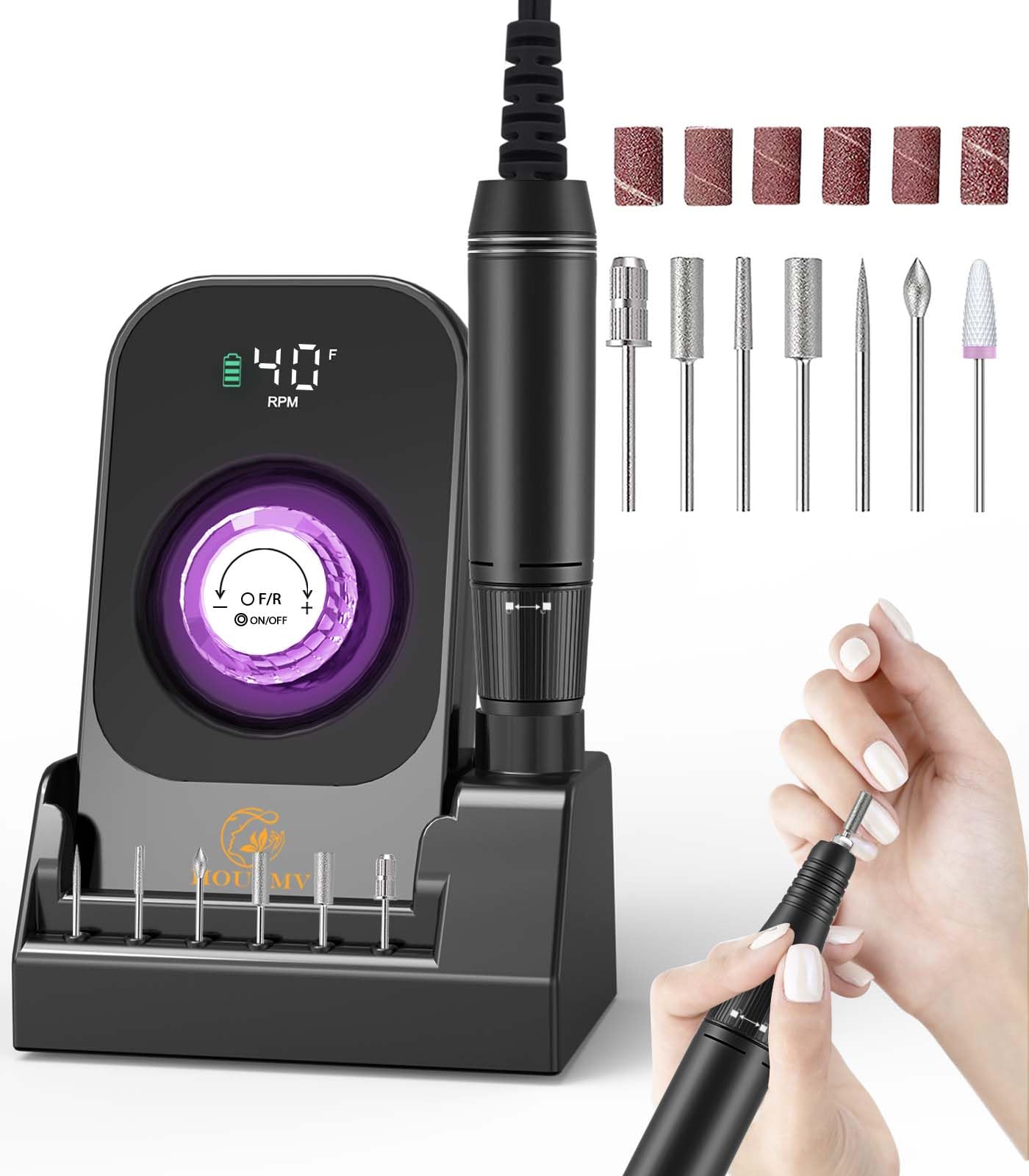 HOUSMV portable nail drill front angle for on-the-go manicures and precise finishes