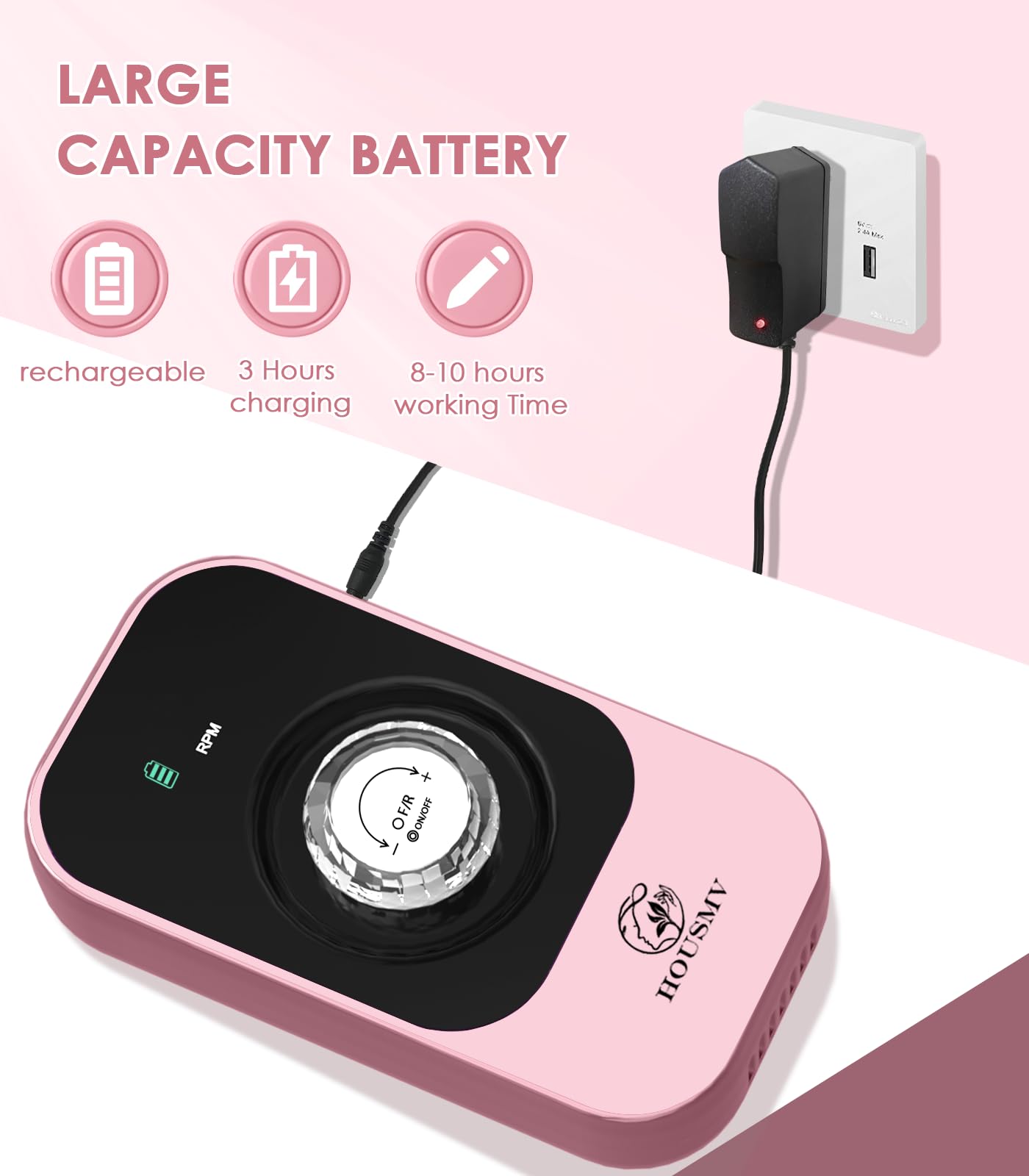 HOUSMV portable nail drill lightweight design for on-the-go manicures