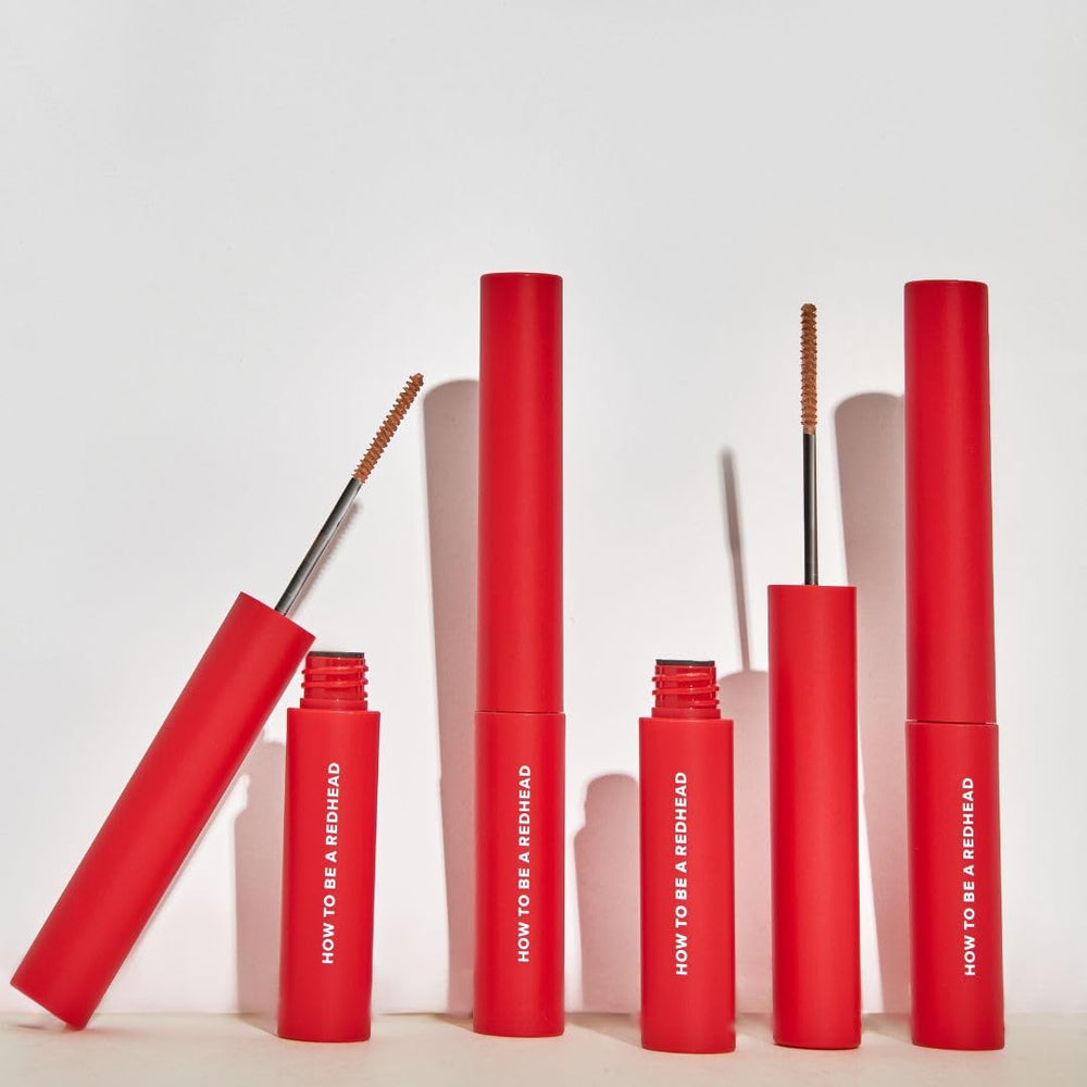 How to Be A Redhead before-after brow shot reveals tinted, defined results.