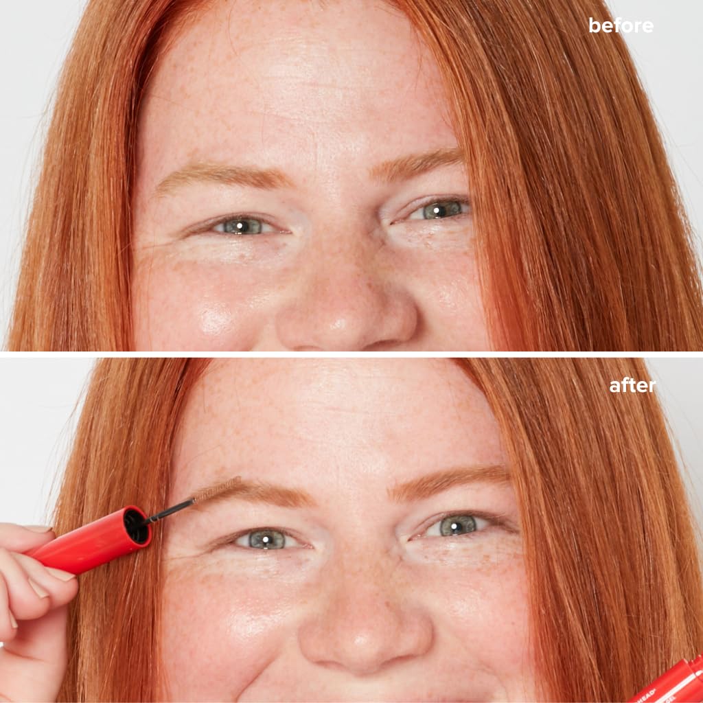 How to Be A Redhead brow tint packaging close-up shows convenient wand design.