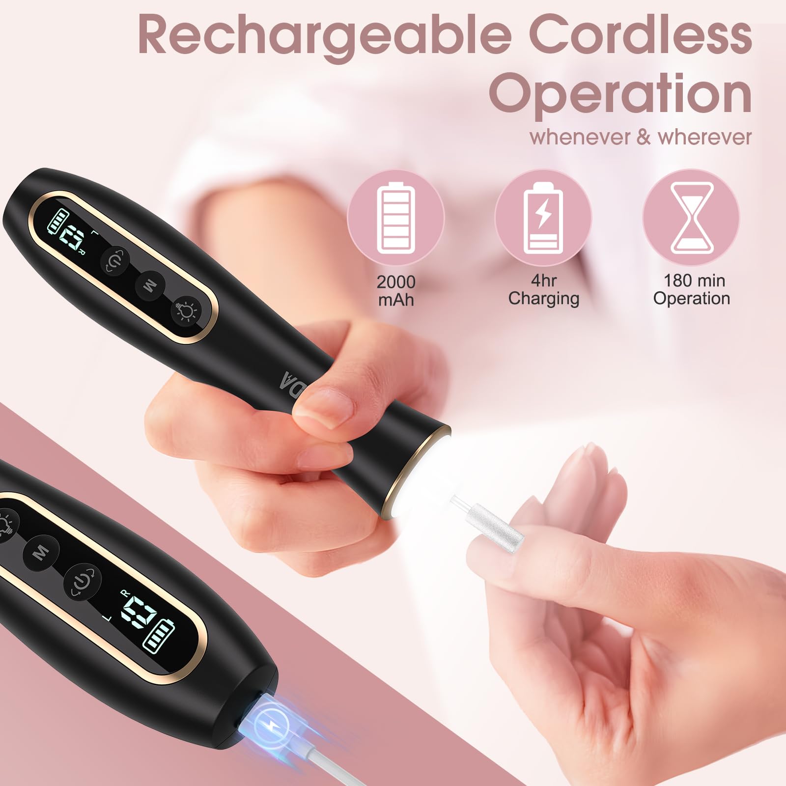Hoxida includes 10 interchangeable bits for nails and cuticles