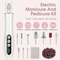Hoxida cordless nail drill rechargeable for portable home spa sessions