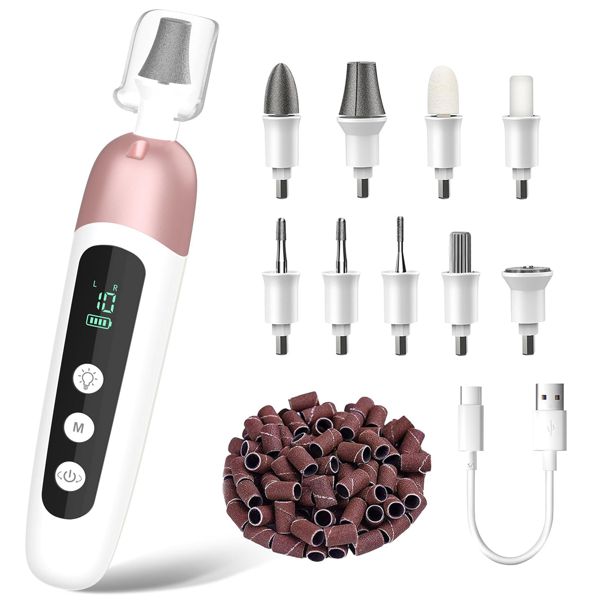 Hoxida cordless nail file set in use on hand for at-home salon-quality manicure