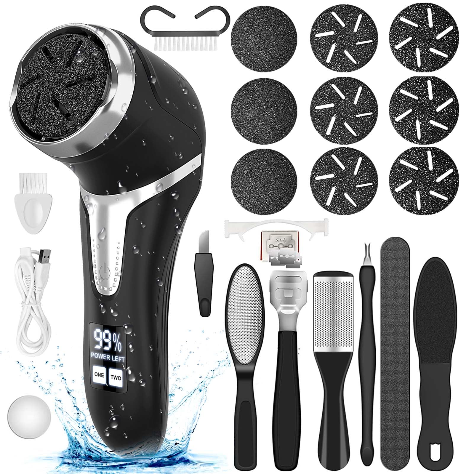 Hoxida electric callus remover for feet with removable heads, quick smoothing of rough skin.