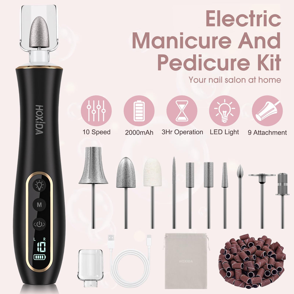 Hoxida nail drill with 360° LED light for precise grinding