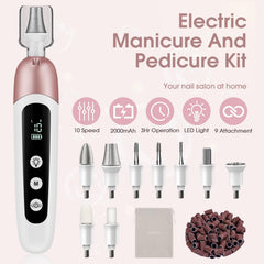 Hoxida nail drill LCD display showing memory modes for easy use