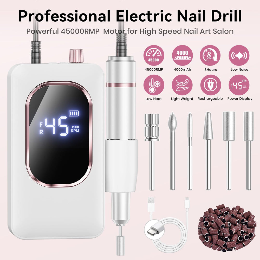 Hoxida nail drill charging with battery indicator for long use.