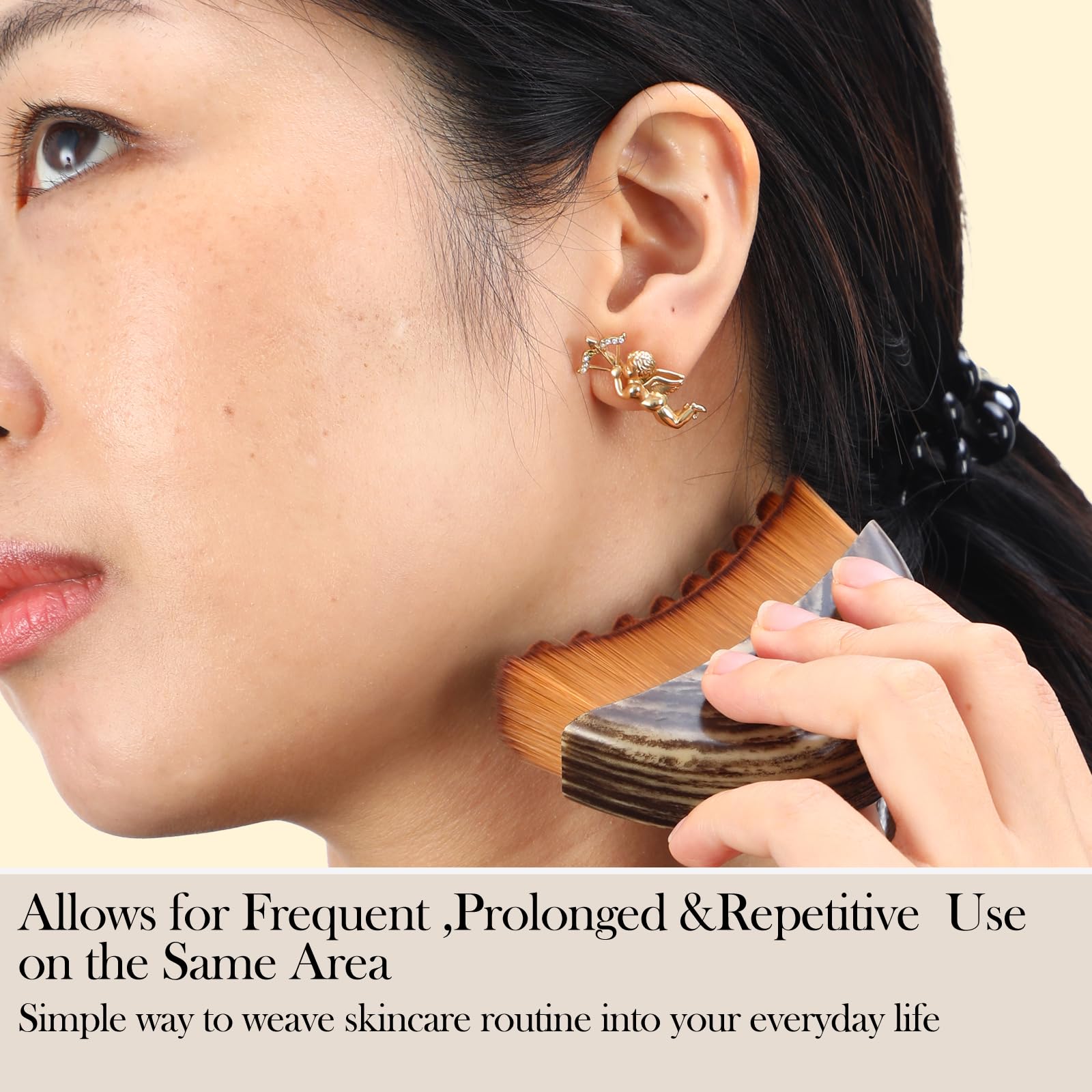 Hoyecl curve-face brush design fits facial contours for easy reach