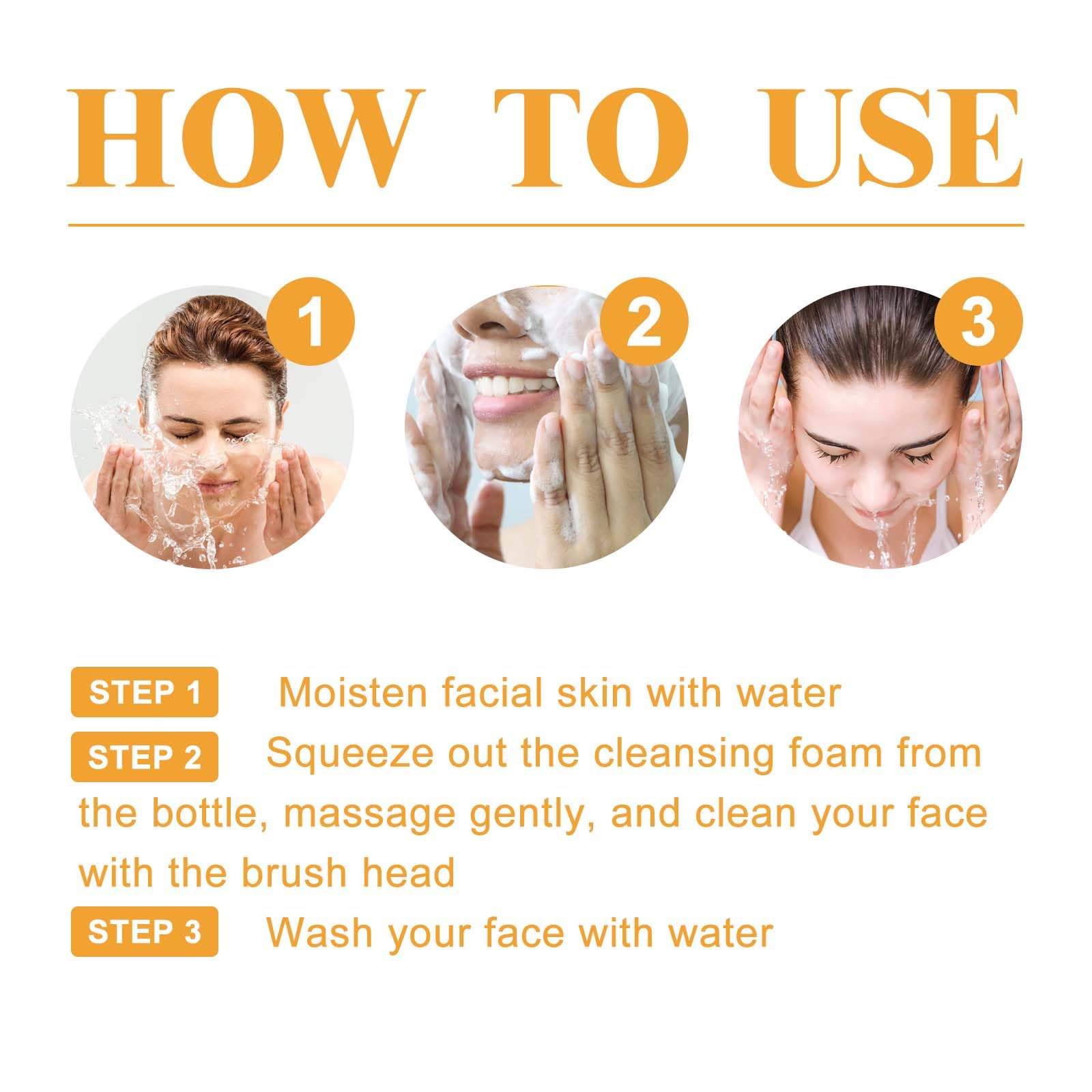 HOYGI Turmeric Face Wash application with foam on fingertips