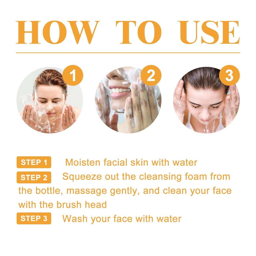 HOYGI Turmeric Face Wash application with foam on fingertips