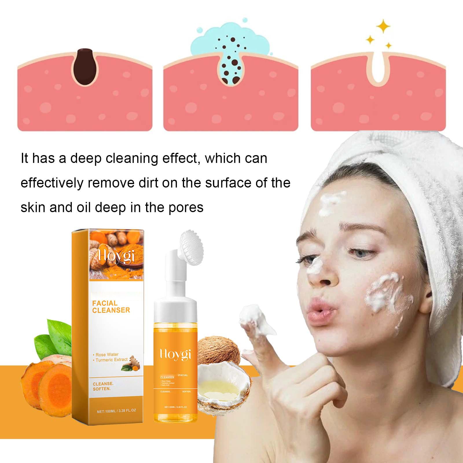 HOYGI Turmeric Face Wash packaging shown as a convenient 2-pack