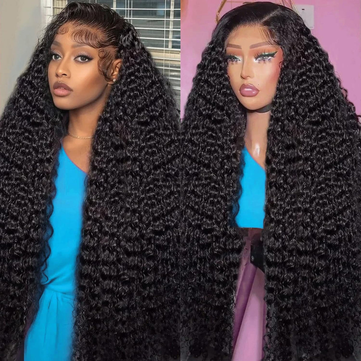 Hoyrhra deep wave lace front wig with 200 density for natural fullness