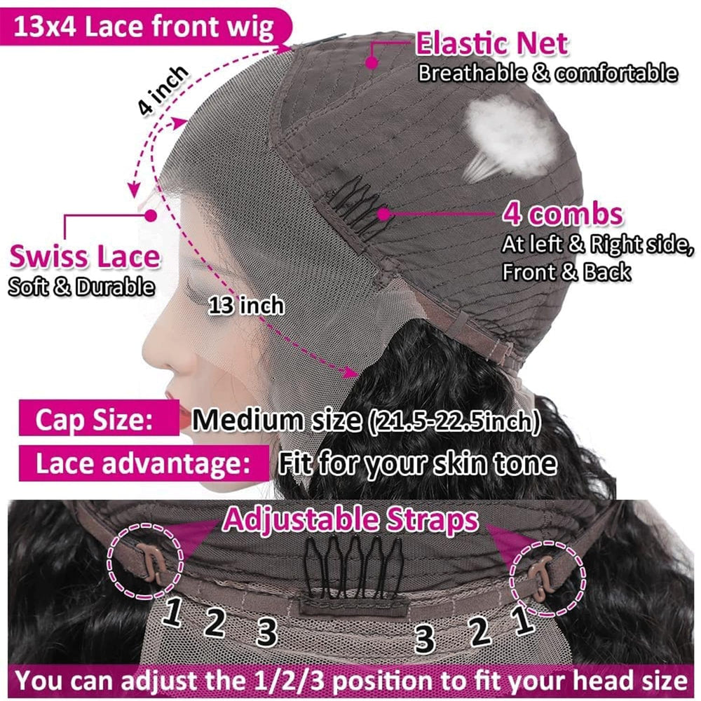 Hoyrhra lace front wig with 4-comb secure fit for all-day wear